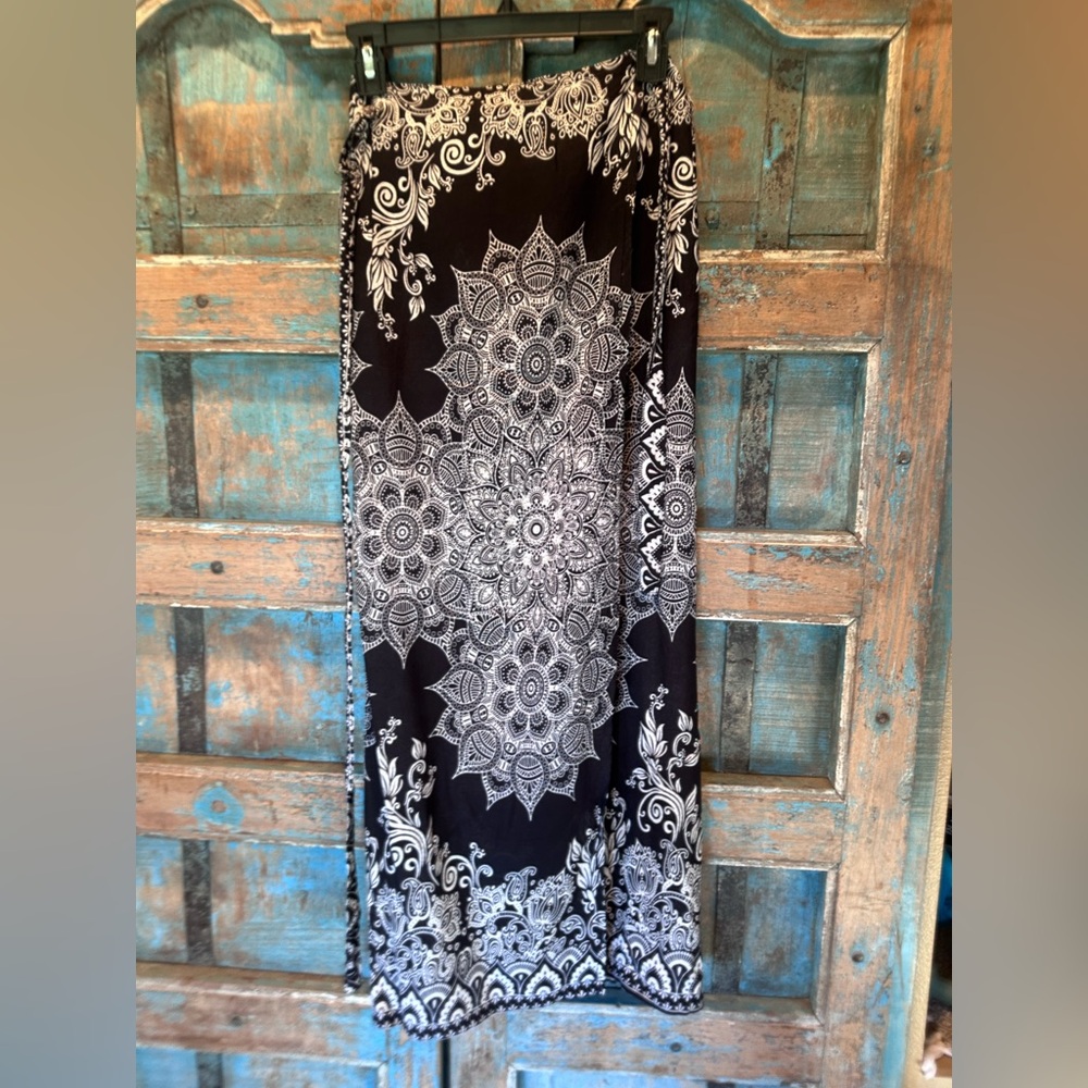 Black and White Mandala Wrap Skirt
